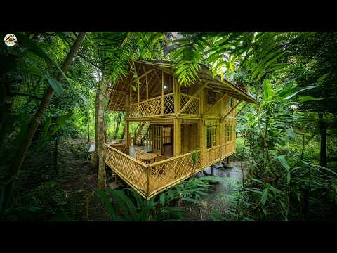 Building a Two Story Bamboo House in the Forest A