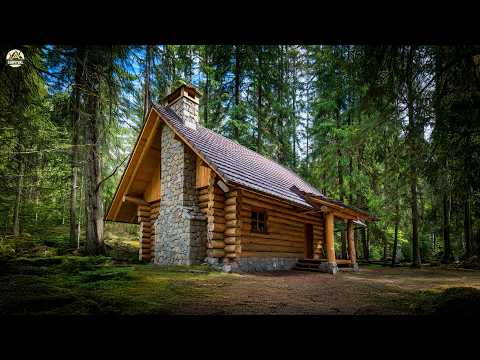 Man Builds a Dream Wooden House in the Wilderness