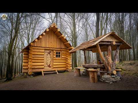 Building a Wooden House in the Forest Every Piece Carefully