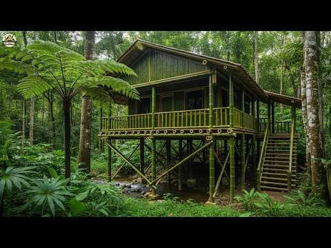 Two Story Bamboo House Built Completely by Hand in the