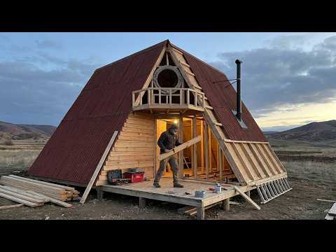 An Elderly Man Builds a Solid Timber Cabin Alone in the