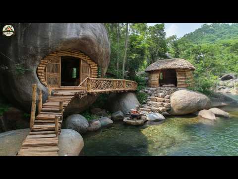 Alone in the Deep Forest Building a Wooden House Under a