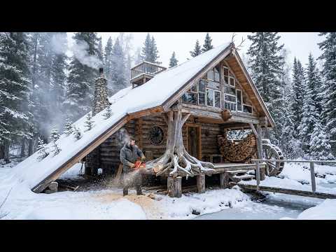 One Man Massive Logs and a Cabin Deep in the Snowy