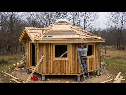 At He Built This Cone Shaped Wooden Cabin Completely by Hand