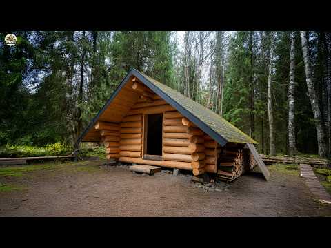 This Skilled Craftsman Creates a Triangular Wooden Cabin