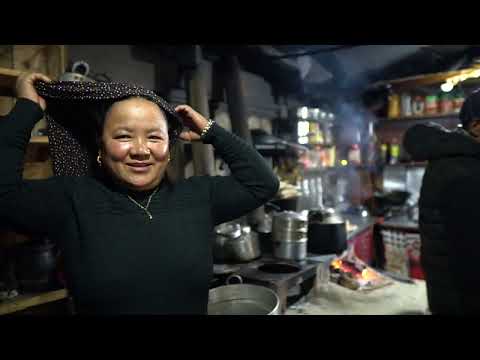 А Dinner of monk in a Tibetan Village high in the Himalayas