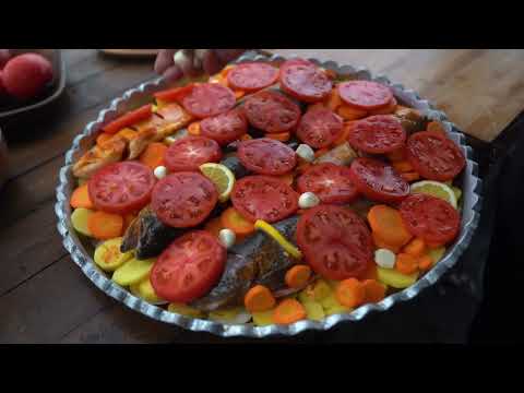 Cooked Fresh Trout in the Oven Cloudy day in the Village of