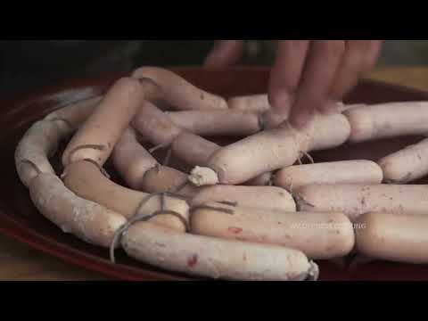 Homemade rustic sausages in a dough of our own production