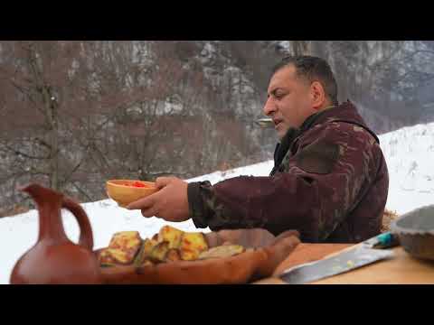 Primal Steaks Cooked on a Hot Stone in the Mountains