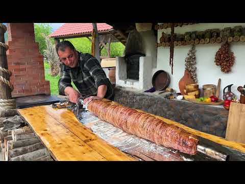 A Huge Turkish Kokorec Fried In A Tandoor Incredibly