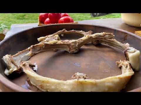 A Meat And Very Hearty Lunch Of Lamb Eggs And Vegetables