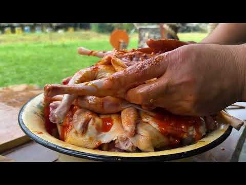 Fried Chicken With Vegetables Around A Unique Oven From An