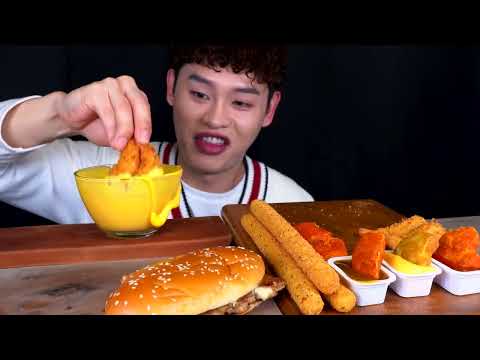 ASMR 맥도날드 버거킹 패스트푸드트리플 치즈버거 롱치즈스틱 너겟 치즈소스 찍먹방~ McDonald’s
